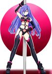  absurdres bad_id bad_pixiv_id blue_hair breasts choujigen_game_neptune cleavage cundodeviant elbow_gloves gloves highres iris_heart long_hair looking_at_viewer medium_breasts navel neptune_(series) power_symbol purple_hair red_eyes smile solo symbol-shaped_pupils very_long_hair 