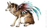  ambiguous_gender black_nose brown_fur canine claws feral fur mammal paws simple_background sitting solo tatchit white_background white_eyes wolf 