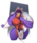  anthro avian big_penis bird boosterpang bulge clothed clothing cum_through_clothing falcon humanoid_penis looking_at_viewer male muscular open_shirt penis penis_outline sheer_clothing smile solo translucent transparent_clothing underwear vein 