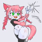  artist_request bottomless cat cat_busters furry green_eyes open_mouth pink_hair 
