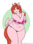 2017 anthro arnachy bikini clothing equine fan_character feathered_wings feathers female hair long_hair looking_at_viewer mammal my_little_pony overweight overweight_female pegasus smile solo swimsuit translucent_hair wings 