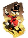  artist_name cane coat coin coin_flip disney drawloverlala duck_tales glasses hat highres looking_at_viewer scrooge_mcduck top_hat webbed_feet 