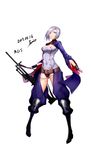  absurdres artist_name belt blue_eyes breasts character_name cleavage dated full_body girls_frontline grey_hair gun highres holding holding_gun holding_weapon jai_(whany1998) large_breasts looking_at_viewer mg5_(girls_frontline) parted_lips short_hair signature smile solo teeth weapon 