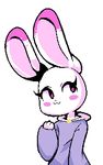  :3 alpha_channel animated anthro blush_sticker clothing cute eyelashes female fur kaips lagomorph mammal open_mouth outline rabbit solo white_fur 