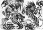  blood collage forked_tongue frill jewelry long_tongue male mattbarley monochrome naga open_mouth reptile saliva scales scalie snake solo teeth tongue traditional_media_(artwork) 