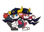  2009 5_fingers aliasing alpha_channel anthro arm_grab arm_hug aun_(artist) back_to_back baseball_cap baseball_uniform big_eyes biped black_clothing blue_clothing blue_eyes blue_hat blue_nose bovine buffalo_bell buffalo_bull_(orix_buffaloes) cel_shading clothed clothing digital_media_(artwork) duo english_text eyelashes female footwear front_view full-length_portrait fur furgonomics hair hand_holding hat horn hug humanoid_hands japanese jersey kemono leaning leaning_forward long_sleeves looking_at_viewer male mammal mascot multicolored_fur muzzle_(marking) nippon_professional_baseball official_art on_one_leg orange_fur orix_buffaloes pants pink_bottomwear pink_clothing pink_eyes pink_fur pink_hair plantigrade pleated_skirt portrait red_fur scarf shirt shoes short_hair simple_background skirt smile sneakers standing text toony transparent_background two_tone_fur uniform waving white_bottomwear white_clothing white_fur white_topwear yellow_horn 