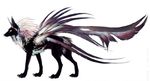  ambiguous_gender black_fur canine feathers feral fox fur hybrid mammal paws simple_background solo standing tatchit white_background 