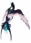  ambiguous_gender avian beak black_beak black_feathers claws feathered_wings feathers simple_background tatchit white_background white_feathers wings 