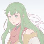  bangs blush fire_emblem fire_emblem:_monshou_no_nazo fire_emblem_heroes green_eyes green_hair koyorin lips long_hair looking_at_viewer paola pegasus_knight red_scarf scarf sidelocks simple_background smile solo 