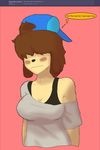  anthro big_breasts breasts brown_hair canine clothing dog female fur hair hair_over_eyes hat hi_res mammal sam_(colo) tagme yellow_fur 