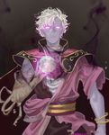  bandages black_background boey_(fire_emblem) dark_persona fire_emblem fire_emblem_echoes:_mou_hitori_no_eiyuuou fire_emblem_gaiden glowing glowing_eyes highres male_focus purple_skin simple_background undead white_hair 