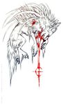  2013 black_nose blood canine claws feathers feral fur hybrid mammal pawpads paws solo symbolism tatchit white_fur wolf 