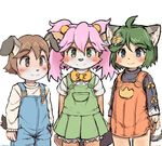  anthro blush brown_fur brown_hair canine cat clothed clothing cub dagasi dog feline female flat_chested fur green_eyes green_hair group hair male mammal penis pink_hair young 