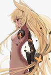  amputee android animal_ears armless ass bangs beige_background blonde_hair blood blood_on_face breasts chinese_commentary closed_mouth commentary_request from_side g41_(girls_frontline) girls_frontline gun gz_(gzdteee) long_hair looking_to_the_side mechanical_arm nipples nude parts_exposed profile red_eyes serious simple_background small_breasts solo very_long_hair weapon 