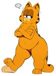  ... 2017 anthro belly big_butt butt cat featureless_crotch feline fur garfield garfield_(series) half-closed_eyes hi_res male mammal navel simple_background slightly_chubby solo sssonic2 thick_thighs white_background 