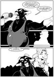  2017 anthro biceps biped black_and_white caprine clothed clothing comic dialogue digital_media_(artwork) domination duo english_text equine female female_domination fighting_ring goat hair hi_res horse legwear lonewolf_(343) long_hair male mammal monochrome muscular muscular_female open_mouth overweight simple_background smile standing teeth text tights wrestling 