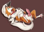  absurd_res animal_genitalia animal_penis balls canine canine_penis collar dusk_lycanroc feral fur green_eyes hi_res knot lycanroc lying male mammal nintendo on_back orange_fur pawpads penis pok&eacute;mon presenting simple_background solo suns_(artist) tongue video_games white_fur 