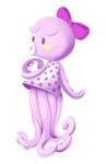  6_legs animal_crossing anthro bangs black_eyes bow cephalopod clothing digital_media_(artwork) dress eyelashes female hair_bow hair_ribbon ktpetunia long_legs marina_(animal_crossing) marine markings multi_leg multi_limb multicolored_skin nintendo octopus open_mouth pink_skin polka_dots ribbons solo suction_cup tentacles video_games white_clothing white_skin yellow_markings yellow_skin 