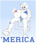  anthro big_breasts bikini boosterpang breasts clothing cowboy_hat dickgirl hat huge_breasts hyper hyper_breasts intersex jamie_(boosterpang) looking_at_viewer mammal mustelid nipple_bulge sitting solo swimsuit tight_clothing united_states_of_america 