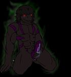  anthro aura blue_cum colored_cum cum cum_on_hand digimon digital_media_(artwork) dokueki_wargreymon dragon food glowing glowing_eyes glowing_semen grin hair kneeling looking_at_viewer male markings naughty_face nude penis purple_markings purple_penis reptile scalie sketch smile solo unusual_cum wargreymon 