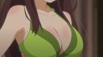  10s 1girl ^_^ animated animated_gif bikini blush bouncing_breasts breasts brown_hair gakkou_gurashi! green_eyes large_breasts long_hair wakasa_yuuri 