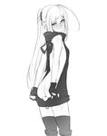  1boy ass crossdressing fingerless_gloves gloves greyscale looking_at_viewer looking_back male_focus monochrome necrosmos original penis solo testicles thighhighs trap uncensored very_long_hair virgin_killer_sweater 