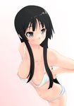  akiyama_mio bare_shoulders black_eyes black_hair blush bra breasts hands_on_hips k-on! kesuida lingerie long_hair medium_breasts navel nipple_slip nipples panties solo striped striped_panties underwear underwear_only 