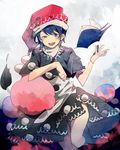  absurdres aibivy blob blue_eyes blue_hair book doremy_sweet hat highres nightcap pom_pom_(clothes) short_hair solo tail tapir_tail touhou 