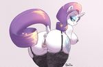  2017 animal_genitalia animal_pussy anthro anthrofied anus breasts butt clitoris clothing cutie_mark don_ko dotted_background equine equine_pussy eyeshadow female friendship_is_magic hair half-closed_eyes hi_res horn legwear makeup mammal my_little_pony nipples pattern_background purple_hair pussy rarity_(mlp) simple_background solo unicorn 