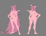  2017 4_arms anthro areola big_breasts big_butt breasts butt cleavage clothed clothing colored_nails esh feline female flashspot fur grey_background hair hi_res hollandworks inverted_nipples long_hair mammal model_sheet multi_arm multi_limb navel nipples nude pink_fur pink_hair pink_lips pink_nails pubes pussy silver_eyes simple_background solo standing 