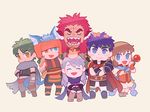  blue_eyes blue_hair blue_scarf brown_hair cape chibi dress fire_emblem fire_emblem:_akatsuki_no_megami fire_emblem:_souen_no_kiseki gloves green_hair hair_ribbon half_updo headband ike long_hair micaiah mist_(fire_emblem) open_mouth ranulf red_hair ribbon scarf short_hair silver_hair skrimir sleeveless sleeveless_dress smile sothe yellow_eyes 