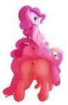  2016 absurd_res anthro anthrofied anus backsack balls breasts butt cutie_mark dock dotkwa duo earth_pony equine fluttershy_(mlp) friendship_is_magic gaping gaping_anus hair half-closed_eyes hand_on_butt herm herm/herm hi_res hooves horse intersex intersex/intersex long_hair looking_at_viewer mammal my_little_pony nude penis pink_hair pinkie_pie_(mlp) pony pussy rear_view simple_background smile underhoof 