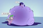  2017 absurd_res belly big_belly dragon equine female friendship_is_magic hi_res horn horse hyper hyper_belly inflation juice_(disambiguation) male mammal my_little_pony pony rarity_(mlp) spike_(mlp) stunnerpony text unicorn 