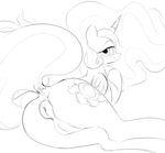  2014 anus black_and_white blush butt dotkwa equine feathered_wings feathers female feral friendship_is_magic hair horn mammal monochrome my_little_pony princess_celestia_(mlp) pussy sketch solo winged_unicorn wings 