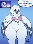  2017 amelia_abernachy anthro avian beak bird black_feathers black_sclera blush eyewear feathered_wings feathers female glasses nekocrispy overweight owl simple_background slightly_chubby snowy_owl solo thick_thighs white_feathers wide_hips wings 