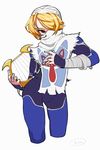  androgynous bandages blonde_hair braid gloves highres kirin62 long_hair looking_at_viewer mask pointy_ears red_eyes reverse_trap sheik solo surcoat the_legend_of_zelda the_legend_of_zelda:_ocarina_of_time 