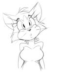  anthro breasts bust_portrait cat crossgender dbaru eyelashes featureless_breasts feline female greyscale mammal monochrome portrait solo tom_(tom_&amp;_jerry) tom_and_jerry whiskers 