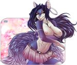  anthro breasts canine clothing collar female gizmo0sue leash looking_at_viewer mammal nipples skirt solo standing wide_hips 