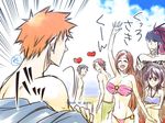  beach bleach breasts kurosaki_ichigo large_breasts orange_hair orihime_inoue tagme 