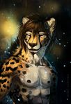  2014 brown_hair cheetah eyes_closed feline fur hair male mammal nipples solo spots spotted_fur tatchit 