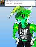  2017 anthro bedroom_eyes black_sclera blue_background cetacean clothed clothing cyan_skin dolphin dragon english_text facing_viewer fin fish foreshortening front_view gradient_background green_eyes green_skin half-closed_eyes hands_on_hip high-angle_view hybrid idoodle2draw jeans looking_at_viewer male mammal marine markings muscular muscular_male nipples pants scalie seductive shark shirt simple_background slightly_muscular solo standing tank_top text tumblr vasciel_aplisto white_skin yellow_skin 