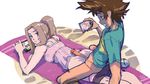  1boy 1girl brown_hair buttjob cum cum_on_clothes digimon digimon_adventure_tri. kennoarkkan panties_pull pants_pull phone recording tachikawa_mimi yagami_taichi 