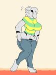  &lt;3 2017 anthro asriel_dreemurr black_eyes blush boss_monster breasts caprine clothing crossgender female goat god_of_hyperdeath horn mammal markings pants robertge shirt solo undertale video_games 