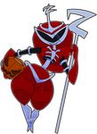  2016 absurd_res alpha_channel clitoris costume female grin halloween hi_res holidays humanoid lord_zedd machine my_life_as_a_teenage_robot power_rangers pussy robot sharp_teeth simple_background smile solo staff teeth theboogie vexus wide_hips 