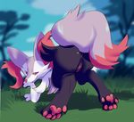  2016 5_toes all_fours anthro anus arm_support ass_up barefoot bedroom_eyes big_ears biped black_fur braixen butt butt_focus canine cheek_tuft cherrysnak chest_tuft claws depth_of_field digital_drawing_(artwork) digital_media_(artwork) digitigrade dipstick_tail facial_markings female fluffy fluffy_tail full-length_portrait fur grass grin half-closed_eyes head_tilt hindpaw inner_ear_fluff leaning_on_elbow leg_tuft long_tail looking_at_viewer looking_back low-angle_view mammal markings multicolored_fur multicolored_tail nature nintendo nude outside pawpads paws pink_anus pink_pussy pok&eacute;mon portrait presenting presenting_hindquarters presenting_pussy purple_fur pussy rear_view red_eyes red_fur red_nose red_pawpads seductive shiny_pok&eacute;mon smile solo toe_claws toes tree tuft video_games white_fur 