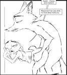  2017 against_wall anthro bent_over black_and_white bottomless canine clothed clothing comic dialogue disney duo english_text female fox from_behind_position hip_grab judy_hopps lagomorph male male/female mammal monochrome nick_wilde nude penetration rabbit sex text thewyvernsweaver vaginal vaginal_penetration zootopia 