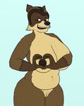  &lt;3 anthro anthrofied belly big_breasts breasts brown_fur crossgender dreamworks female fur mammal nipples over_the_hedge oystercatcher7 pussy raccoon rj_(over_the_hedge) smile solo voluptuous 