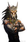  anthro black_nose brown_eyes canine fur grey_fur male mammal simple_background solo tatchit white_background 