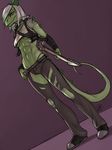  abs anthro breasts clothing female green_eyes green_skin guitar hair katthelizard ldr lizard looking_at_viewer muscular muscular_female musical_instrument reptile scalie solo torn_clothing under_boob white_hair 