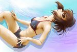  bikini bikini_shorts black_bikini blush breasts girls_und_panzer groin large_breasts marutaya navel nishizumi_maho open_mouth shorts solo swimsuit swimwear 